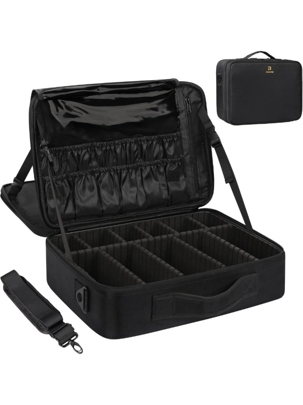 Large 3-Layer Makeup Organizer Case for Brushes, Hair Tools & Cosmetics